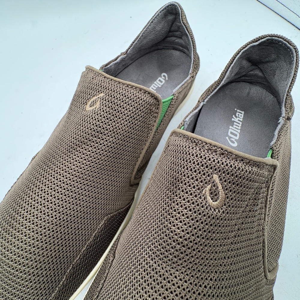 Olukai Nohea Mesh Sneakers Men's 10.5 Gray Slip-On Loafers Collapsible Heel - Picture 5 of 12